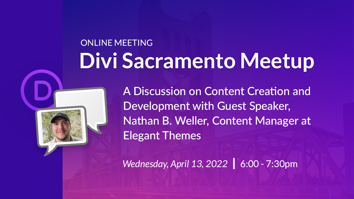 Divi Sacramento Meetup with Natan B Weller from Elegant Themes